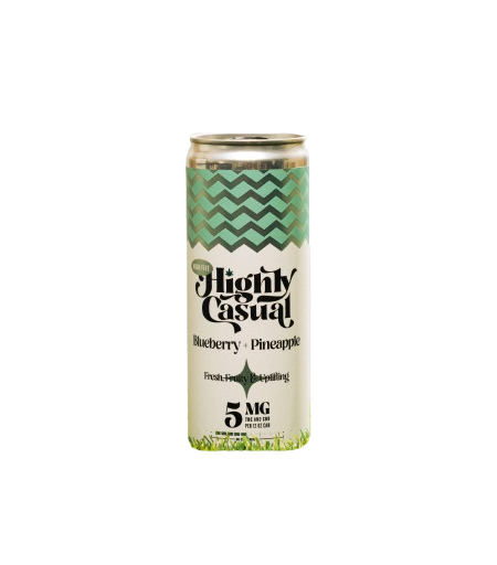 Blueberry + Pineapple - 1 - 5mg THC : 5mg CBD - 12 Oz Seltzer - HIGHLY CASUAL - Hybrid