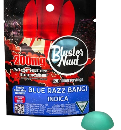 Blue Razz Bang! Blaster Naut - 1 Piece - 200mg THC Gummy - MONSTER EXTRACTS - Indica