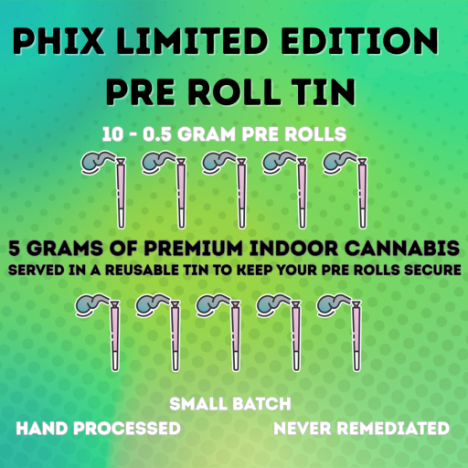 Hindu Kush - Limited Edition Pre Roll Tin - 23.752% - 10 - 0.5g Pre Rolls - PHIX - Indica