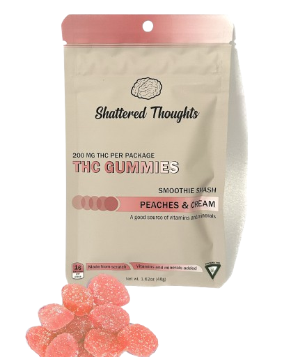 Peaches and Cream - 10 Pieces - 20mg THC - Gummies - SHATTERED THOUGHTS - Hybrid