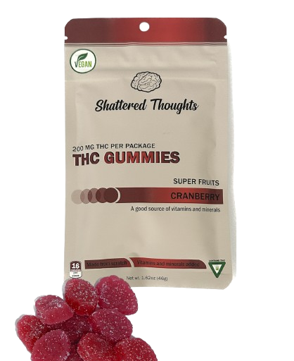 Cranberry - 10 Pieces - 20mg THC - Vegan Gummies - SHATTERED THOUGHTS - Hybrid