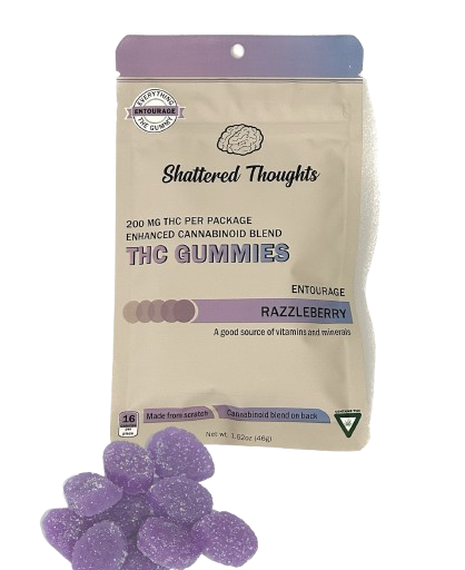Razzleberry - 10 Pieces - 20mg THC : 4mg CBD : 4mg CBN : 4mg CBG : 4mg CBC - Gummies - SHATTERED THOUGHTS - Hybrid