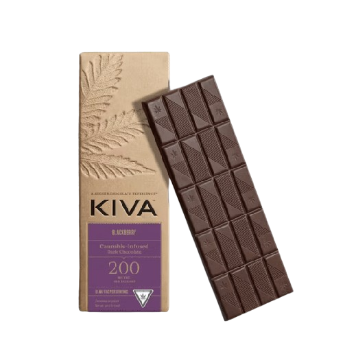 Blackberry Dark Chocolate Bar - 20 Pieces - 10mg THC - Chocolate Squares - Kiva Confections - Hybrid