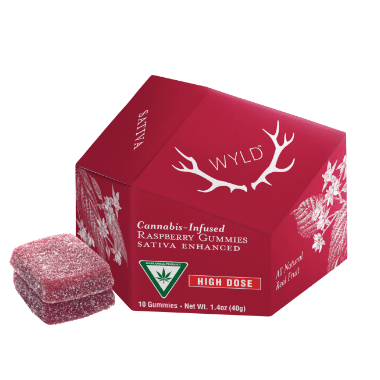 Raspberry - 10 Pieces - 20mg THC - Gummies - WYLD - Sativa